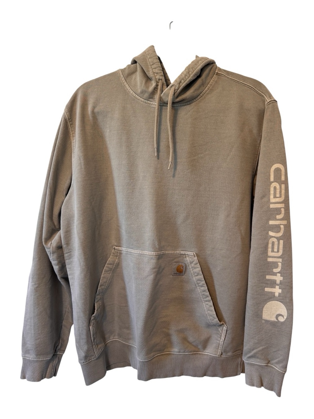 Carhartt Men's Hoodie Sweatshirt in Faded Gray with Logo Sleeve Size Medium